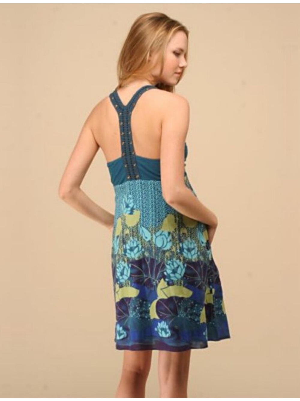 NWT! Y2K Free People green blue crochet short dress Size 6 - Picture 3 of 15